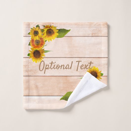 Rustige zonnebloemen op hout bad handdoek (Wasdoekje)