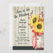 Rustige zonnebloemen op hout in één bruiloft kaart (Voorkant)