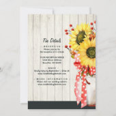 Rustige zonnebloemen op hout in één bruiloft kaart (Achterkant)