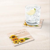 Rustige zonnebloemen op hout kartonnen onderzetters (Insitu)