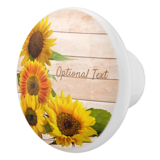Rustige zonnebloemen op hout keramische knop (Rechts)