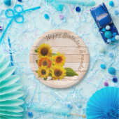 Rustige zonnebloemen op hout papieren bordje (Feest)