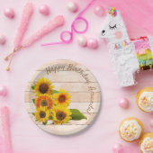 Rustige zonnebloemen op hout papieren bordje (Feest)