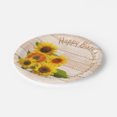 Rustige zonnebloemen op hout papieren bordje (Gekanteld)