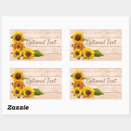 Rustige zonnebloemen op hout rechthoekige sticker (Vel)