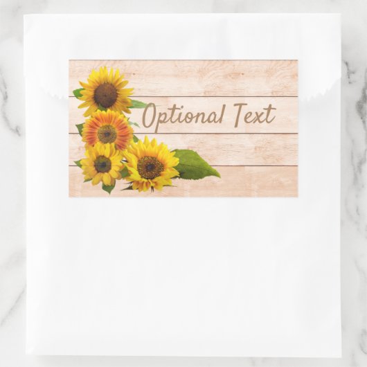 Rustige zonnebloemen op hout rechthoekige sticker (Tas)