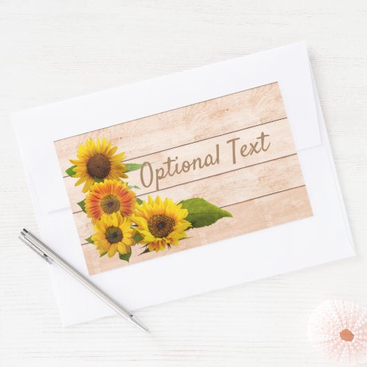 Rustige zonnebloemen op hout rechthoekige sticker (Envelop)