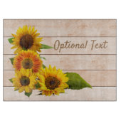 Rustige zonnebloemen op hout snijplank (Voorkant)