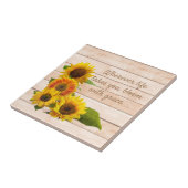 Rustige zonnebloemen op hout tegeltje (Zijkant)