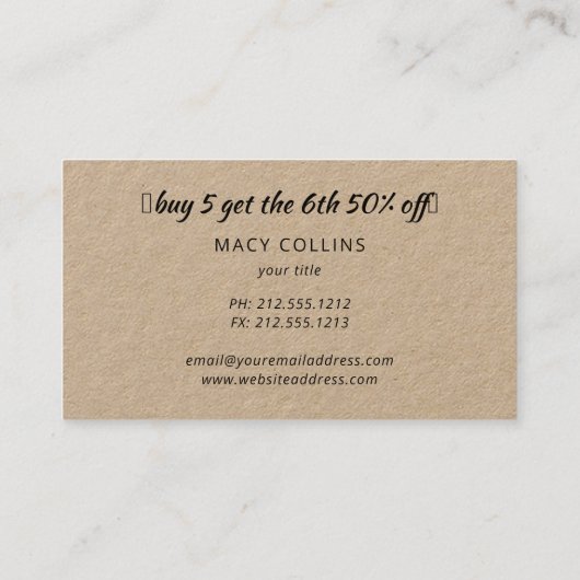 Rustige zonnebloemen op kraftkaart visitekaartje (Achterkant)