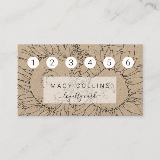 Rustige zonnebloemen op kraftkaart visitekaartje (Voorkant)