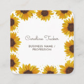 Rustige zonnebloemen op Stippen met hout Boutique Vierkante Visitekaartje (Voorkant)