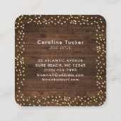 Rustige zonnebloemen op Stippen met hout Boutique Vierkante Visitekaartje (Achterkant)