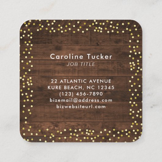 Rustige zonnebloemen op Stippen met hout Boutique Vierkante Visitekaartje (Achterkant)