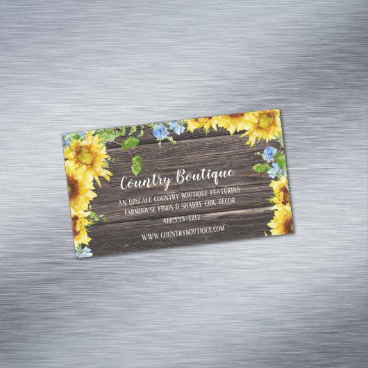 Rustige zonnebloemen op Visitekaartje uit hout Mag Magnetisch Visitekaartje (Voorbeeld)