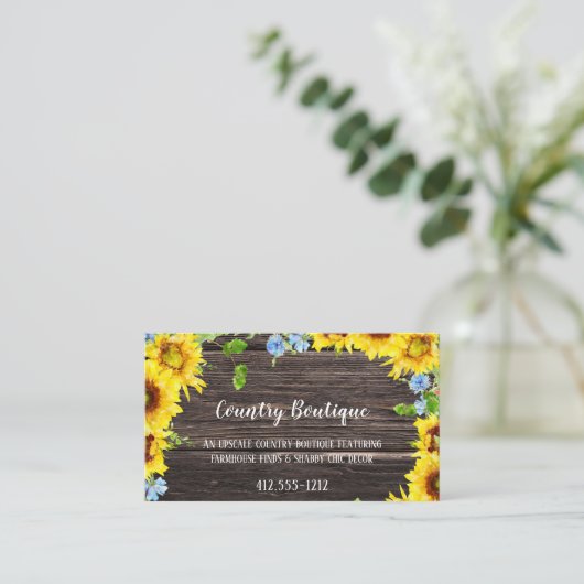 Rustige zonnebloemen op Visitekaartje van het hout (Staand voorkant)