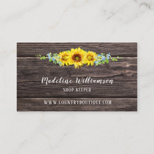 Rustige zonnebloemen op Visitekaartje van het hout (Achterkant)