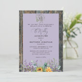 Rustige zonnebloemen Paarden Lavender Wedding Invi Kaart (Staand voorkant)