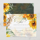 Rustige zonnebloemen Pampas Grass Wedding Briefkaart (Voorkant / Achterkant)
