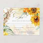 Rustige zonnebloemen Pampas Grass Wedding Briefkaart (Voorkant)