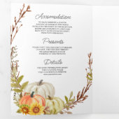 Rustige zonnebloemen pompoen QR Code Weddenschap Drieluik Uitnodiging (Binnenzijde eerst)