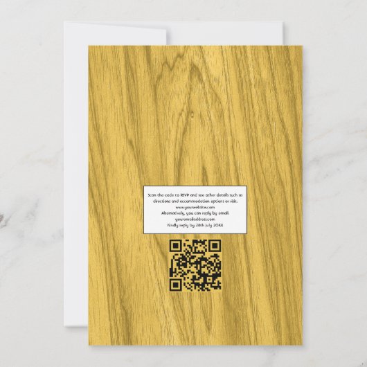 Rustige zonnebloemen QR-code RSVP Bohemiaans huwel Kaart (Achterkant)