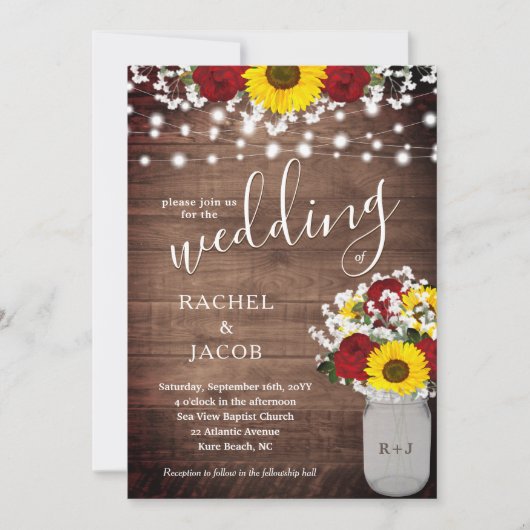 Rustige zonnebloemen Rozen Jar Lights Floral Weddi (Voorkant)