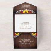 Rustige zonnebloemen Rozen Jar Lights Wedding All In One Uitnodiging (Buitenkant)