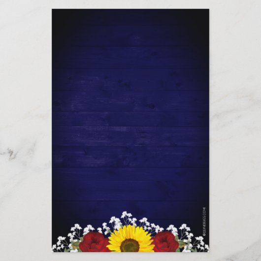 Rustige zonnebloemen Rozen Mason Jar Blue Wedding (Achterkant)