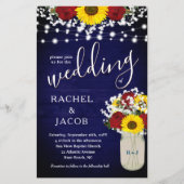 Rustige zonnebloemen Rozen Mason Jar Blue Wedding (Voorkant)