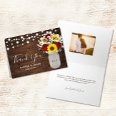 Rustige zonnebloemen Rozen Mason Jar Photo Weddens Bedankkaart