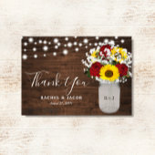 Rustige zonnebloemen Rozen Mason Jar Photo Weddens Bedankkaart