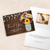 Rustige zonnebloemen Rozen Mason Jar Photo Weddens Bedankkaart