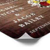 Rustige zonnebloemen Rozen Mason Jar Welcome Wedde Poster (Hoek)