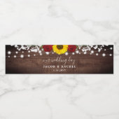 Rustige zonnebloemen Rozen String Lights Wedding Waterfles Etiket (Enkel label)