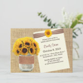 Rustige zonnebloemen Rustic Mason Jar Vrijgezellen Kaart (Staand voorkant)