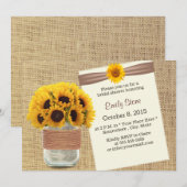 Rustige zonnebloemen Rustic Mason Jar Vrijgezellen Kaart (Voorkant / Achterkant)