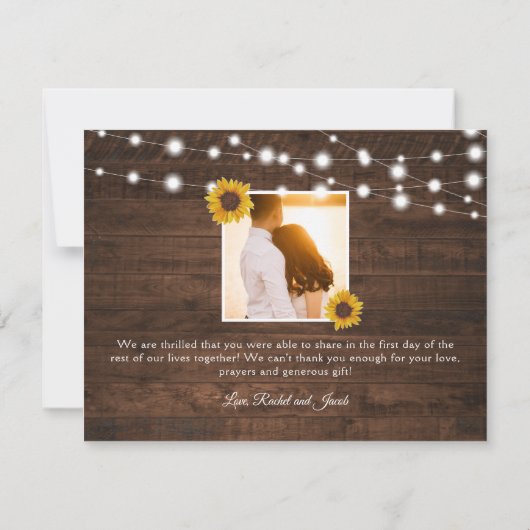 Rustige zonnebloemen Ruwen Hartelijk dank Aankondiging (Achterkant)