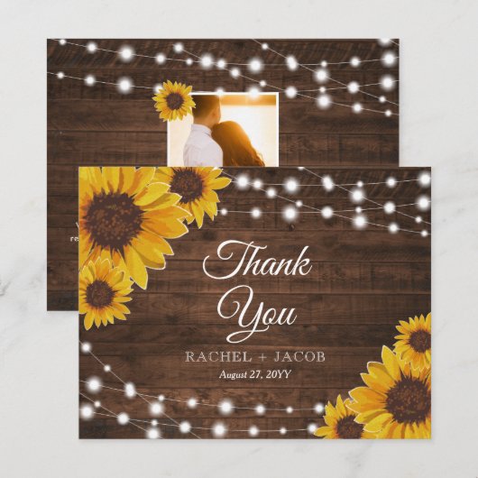 Rustige zonnebloemen Ruwen Hartelijk dank Aankondiging (Voorkant / Achterkant)