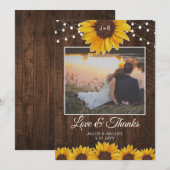 Rustige zonnebloemen Ruwen Hartelijk dank Bedankkaart (Voorkant / Achterkant)