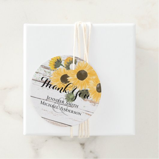 Rustige zonnebloemen Sage Wedding Bedankjes Labels (In situ)