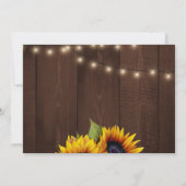 Rustige zonnebloemen schuren een houtovenbruiloft bedankkaart (Achterkant)