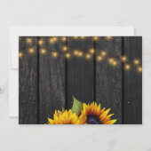 Rustige zonnebloemen schuren een houtovenbruiloft bedankkaart (Achterkant)
