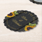 Rustige zonnebloemen, snijhout, huwelijksdag kartonnen onderzetters (Gekanteld)