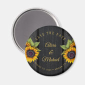 Rustige zonnebloemen, snijhout, huwelijksdag magneet (Voorkant / Achterkant)