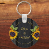 Rustige zonnebloemen, snijhout, huwelijksdag sleutelhanger (Voorkant)