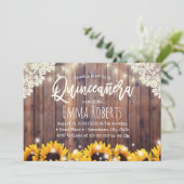 Rustige zonnebloemen & String Lights Quinceanera Kaart (Staand voorkant)