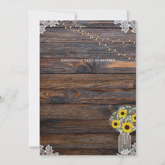 Rustige zonnebloemen Strings Lights Uitnodiging We (Achterkant)