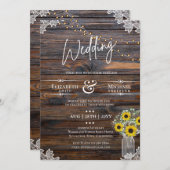 Rustige zonnebloemen Strings Lights Uitnodiging We (Voorkant / Achterkant)