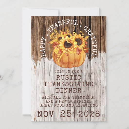 Rustige zonnebloemen Thanksgiving pompoen hout Kaart (Voorkant)